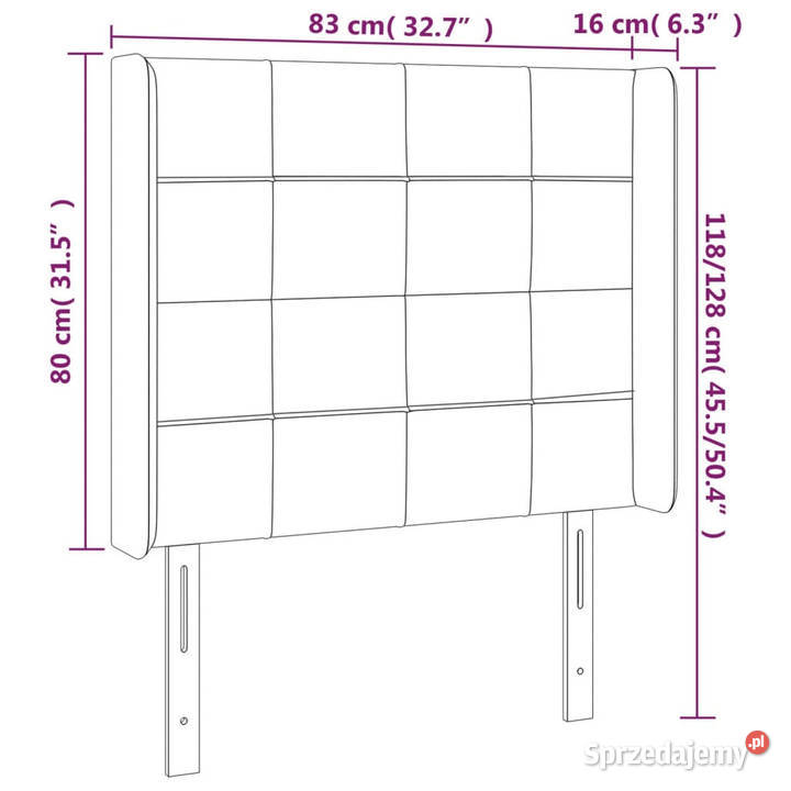 Zagłówek do łóżka z LED jasnoszary 83x16x118128