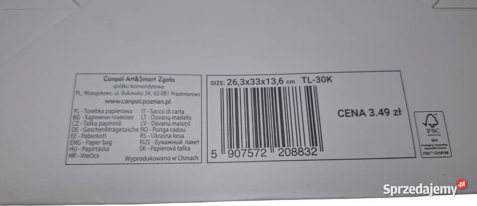 Torba papierowa Komunia Święta JHS 136x263x33 Czeladź