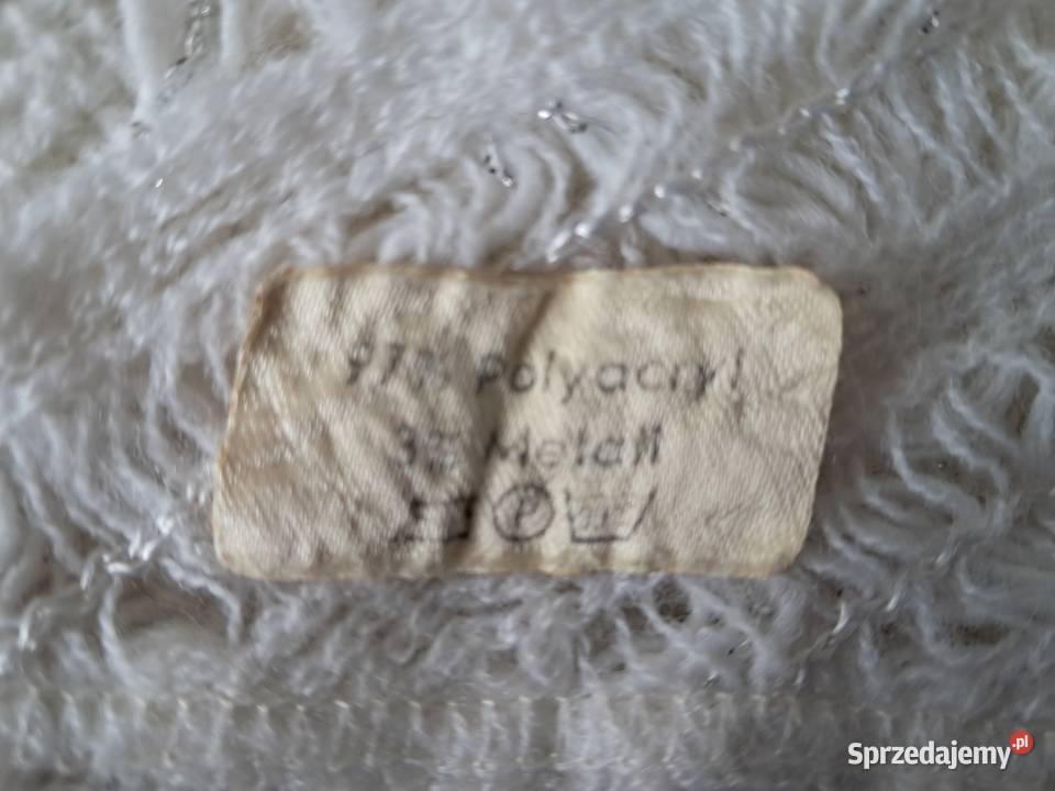 Chusta biała z frędzlami i srebrną nitką do Kraków