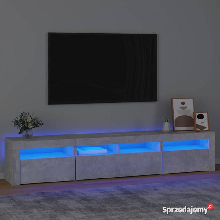 Szafka pod TV z oświetleniem LED szarość betonu Warszawa sprzedam