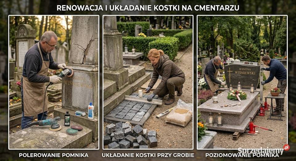 Wymiana wazonu krzyża tablicy płyty Cmentarz Wrocław