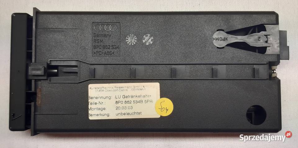 UCHWYT NA NAPOJE KUBKI AUDI A3 8P 8P0862534B osobowe Mielęcin sprzedam