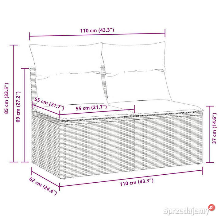 4cz sofa ogrodowa z poduszkami szary rattan PE i Warszawa