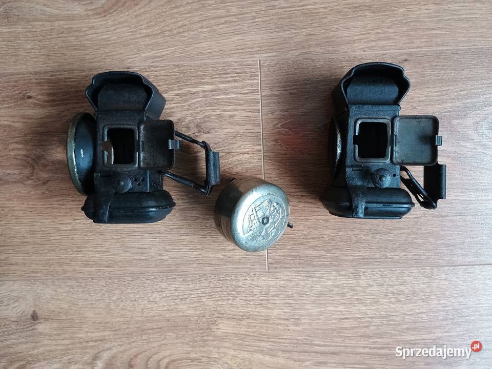Lampy dzwonek rower antyk zabytkowy Kurzętnik