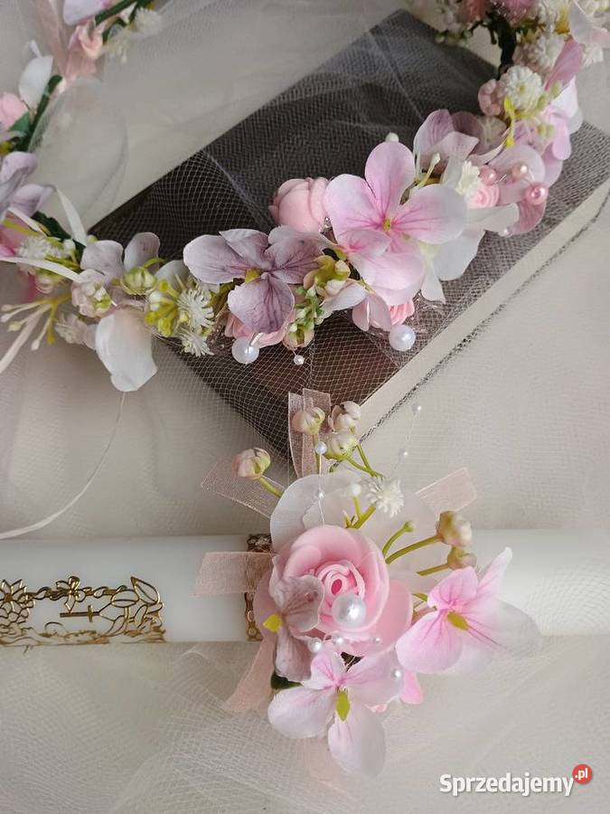 Wianek komunijny jasny róż Poznań