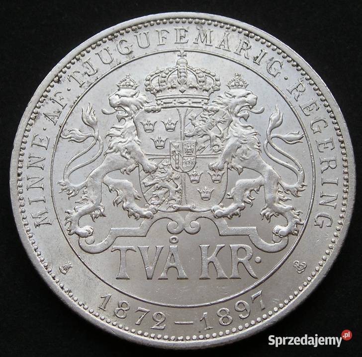 Szwecja 2 korony 1897 SREBRO Oscar II stan 12 łódzkie Łódź sprzedam
