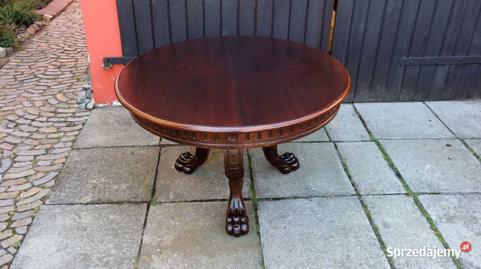 Unikatowy Okrągły Neorenesansowy Stolik Lwie Ziębice