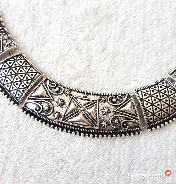 Naszyjnik chocker srebrny kolor etno boho Szczecin