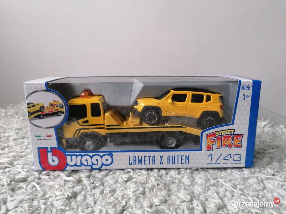 BURAGO METALOWY SAMOCHÓD Z LAWETĄ 143 ŻÓŁTY Bburago łódzkie Łódź