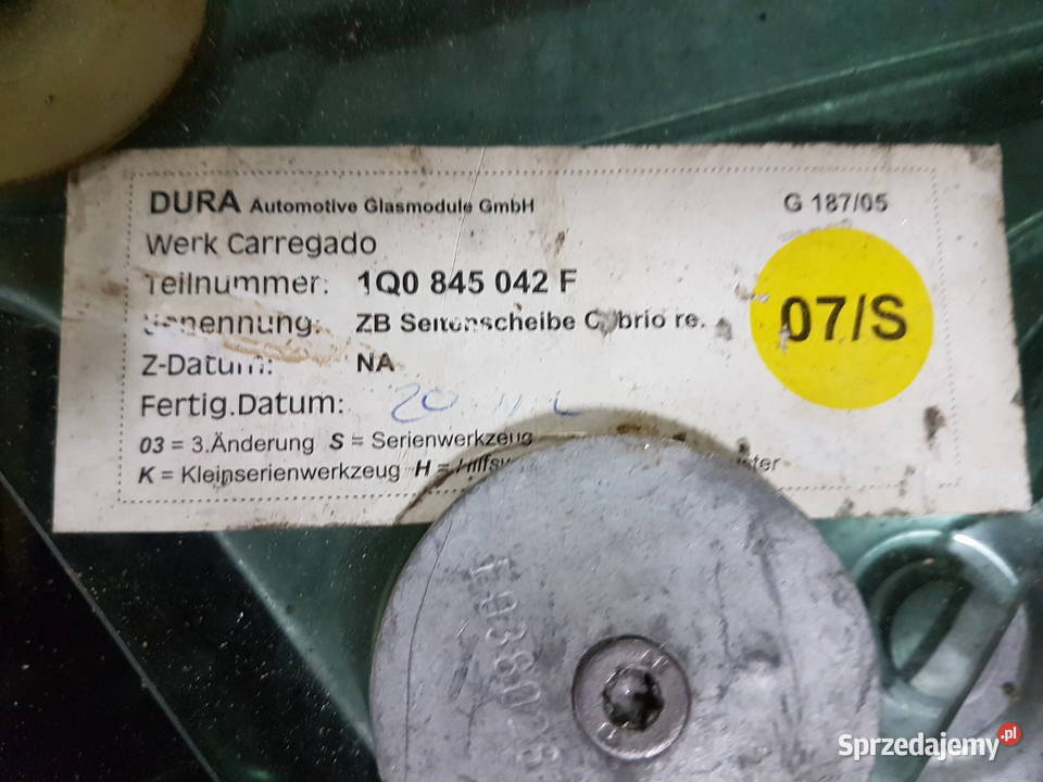 VW EOS SZYBA PRAWA MECHANIZM PODNOSNIK SILNIK Turek