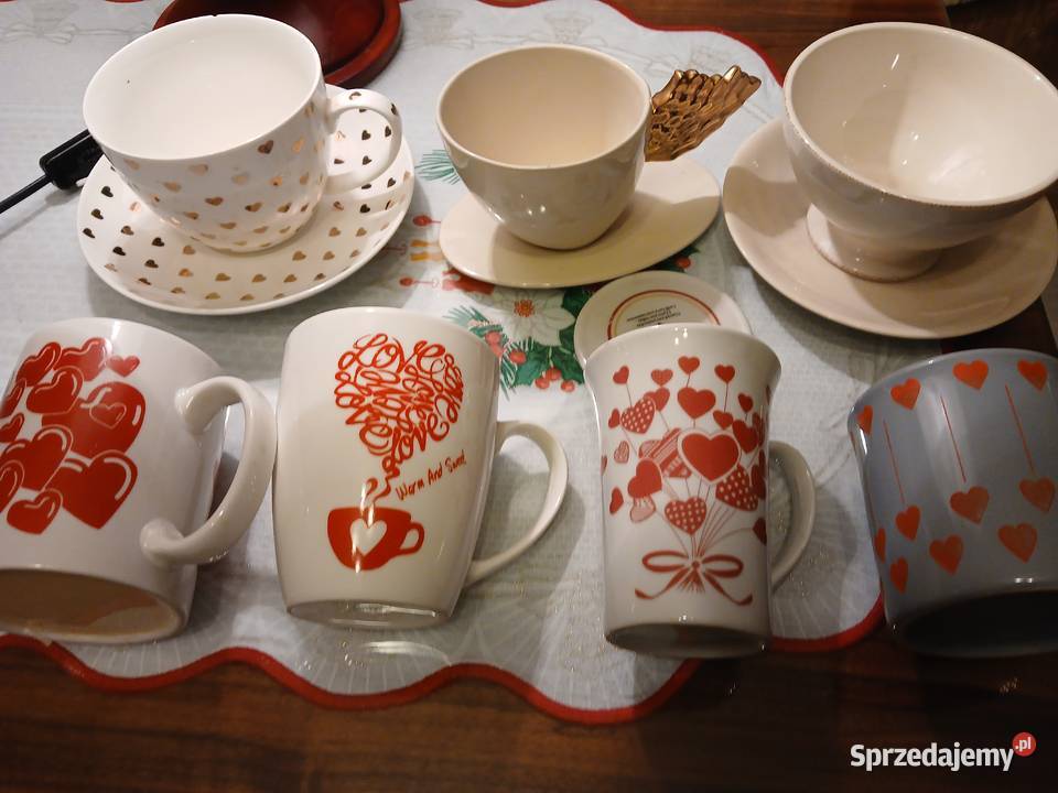 Porcelanowe kubki w serduszka i filiżanki Warszawa sprzedam