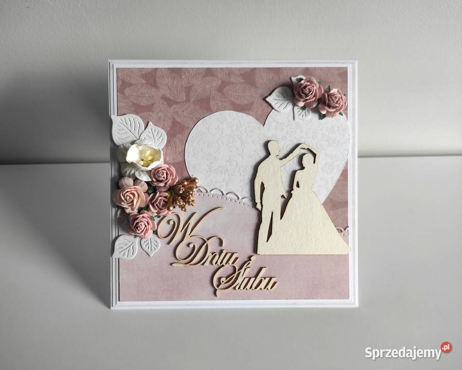 Kartka ręcznie robiona na ślub w pudełeczku Łódź