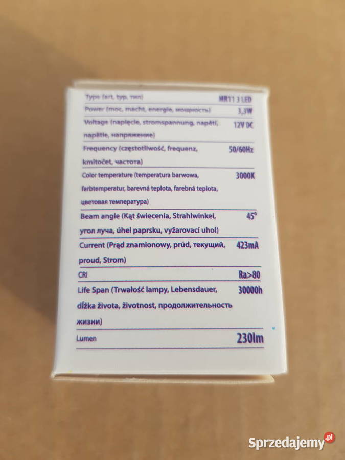 Żarówka LED MR11 35mm 33W 12V DC 2700K zamiennik Warszawa