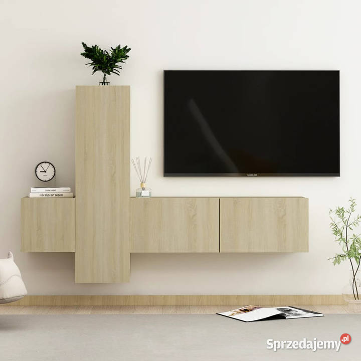 3cz zestaw szafek TV dąb sonoma płyta wiórowa Warszawa