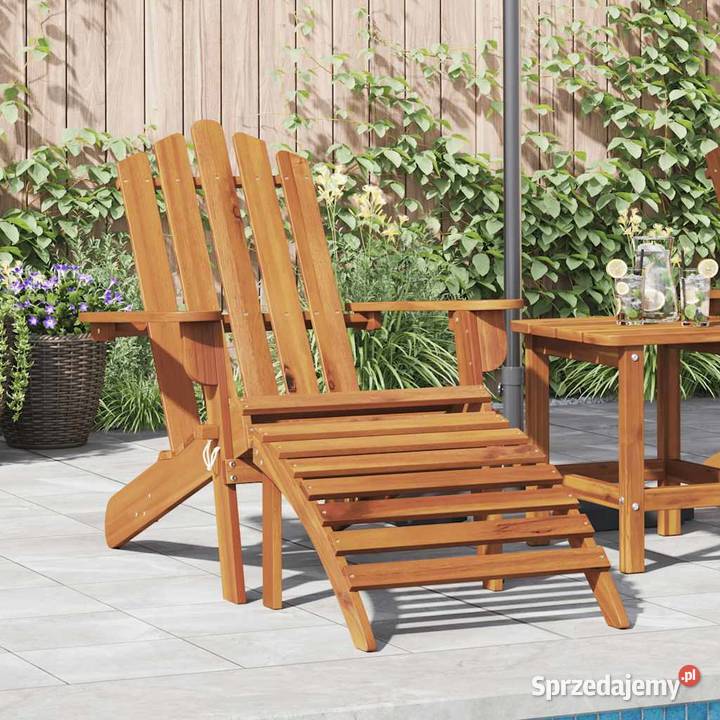 Krzesło ogrodowe Adirondack z podnóżkiem lite Warszawa