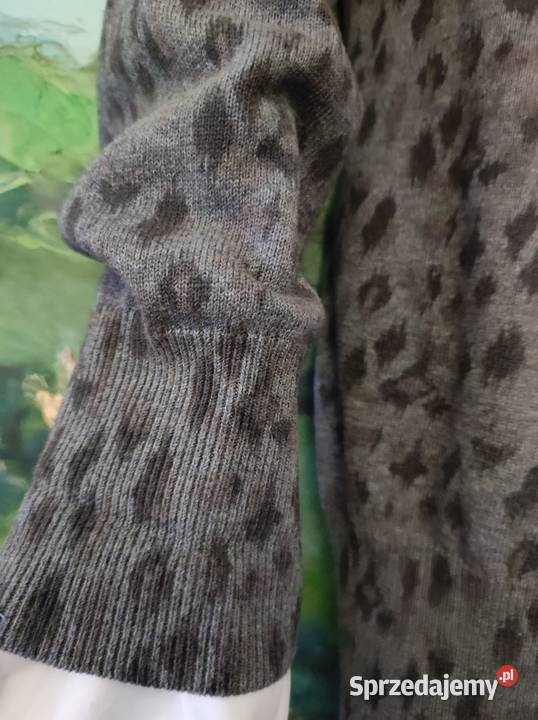 elegancki długi sweter zapinany kardigan Inny wzór Swetry i golfy