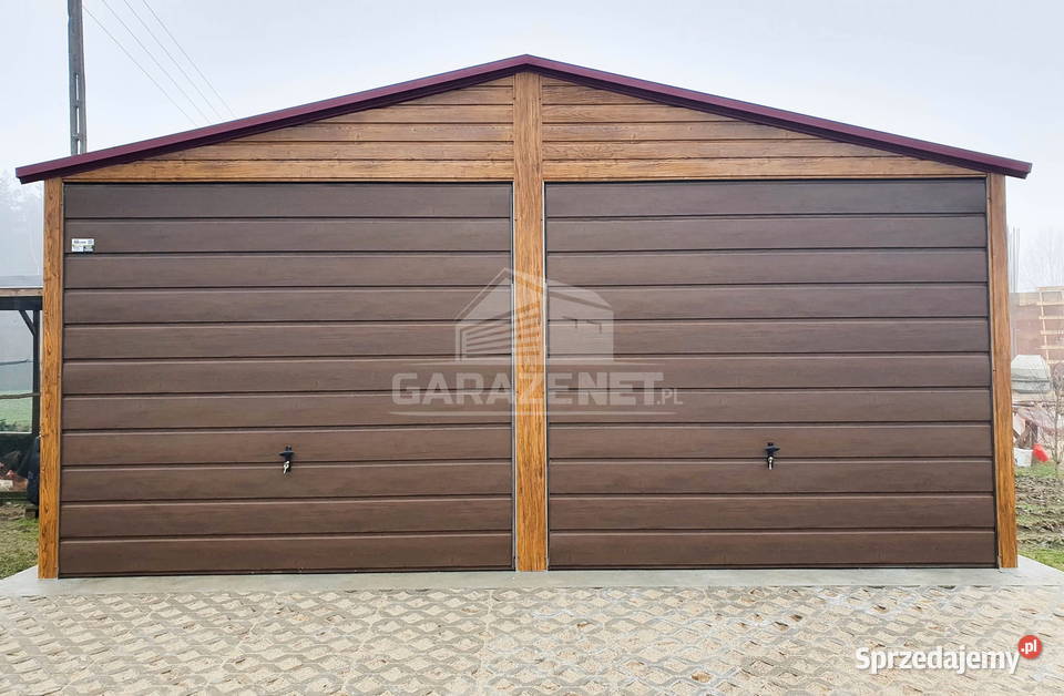 GARAŻ BLASZANY 6X6 m 2x BRAMA DREWNOPODOBNY Łapanów