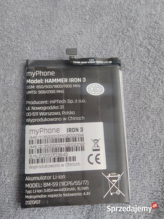 Bateria MyPhone IRON 3 IRON 3 LTE BM59 hammer Sandomierz sprzedam