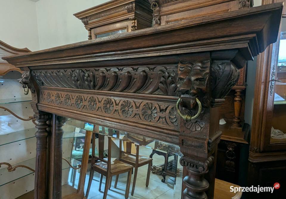 Piękne dębowe lustro neorenesansowesklep Dąbrowa śląskie