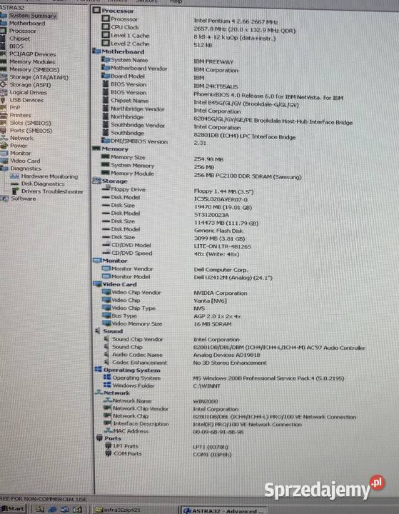 zestaw retro IBM Netvista Pentium 4 osprzęt