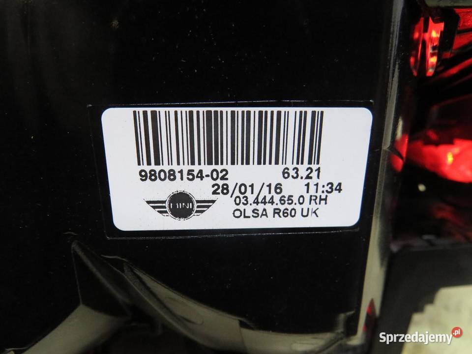 LAMPA PRAWY TYŁ TYLNA MINI COUNTRYMAN R60 LIFT