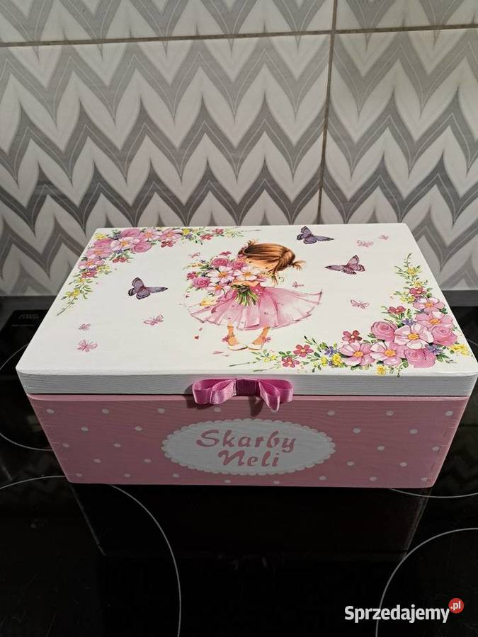 Kuferek z dziewczynką szkatułka decoupage Kędzierzyn-Koźle