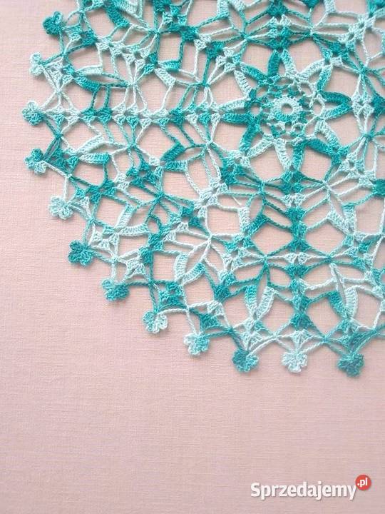 Szydełkowa serwetka listki koniczyny 34 zielony Łódź