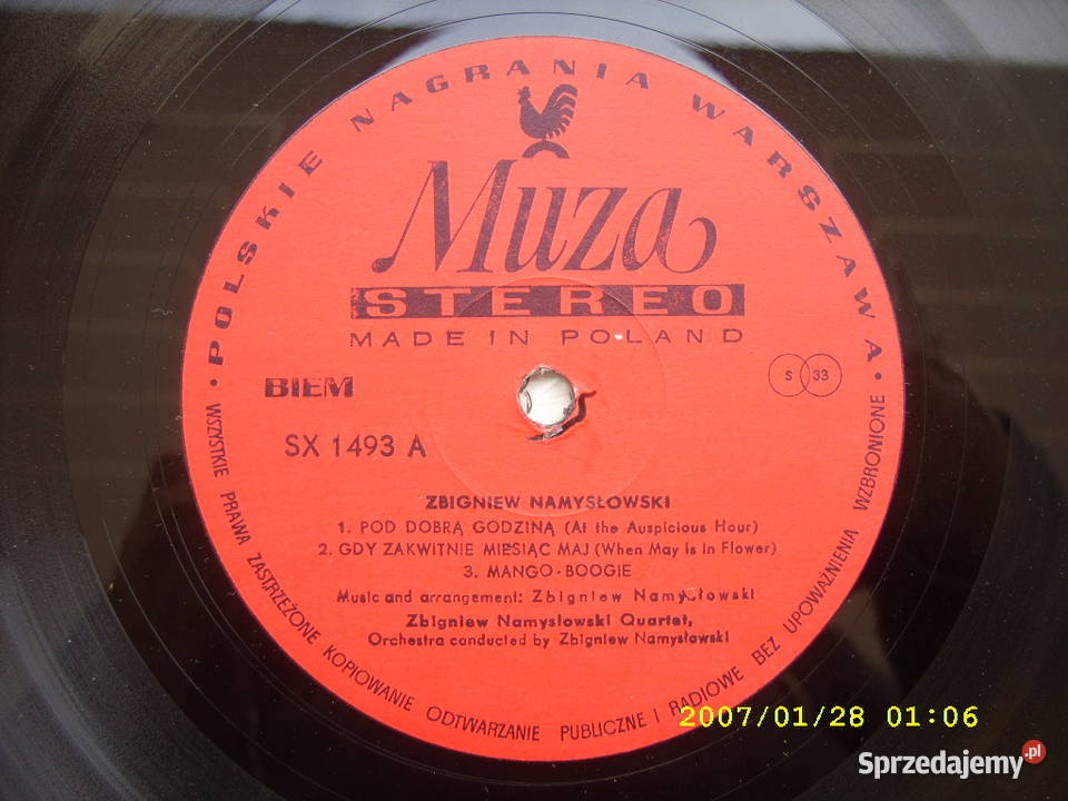 LP Jazz ZBIGNIEW NAMYSLOWSKI2 LO bez okladek dolnośląskie Wołów