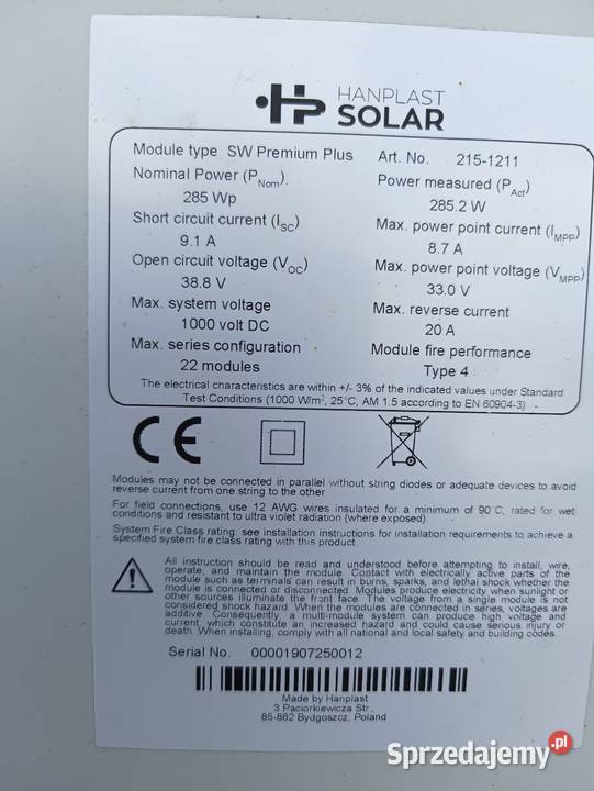 Panele solarne własne mają około 2 lat Łabiszyn-Wieś