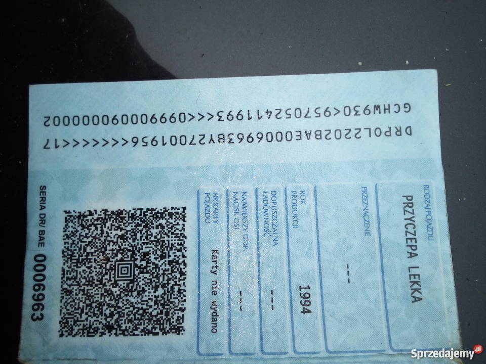 Przyczepka lekka zajerestrowana uszkodzona Chojnice