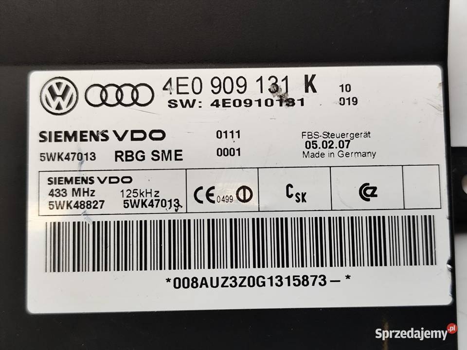 Audi A8 D3 Sterownik Moduł Kessy Klucza Stacyjki i kluczyki