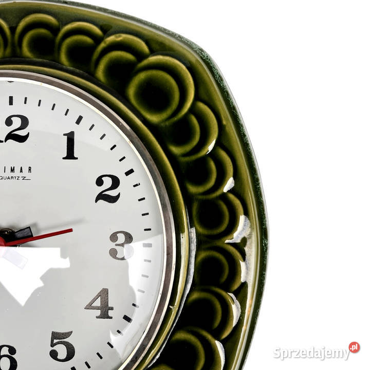 Ceramiczny zielony zegar ścienny Weimar Niemcy Zegary sprzedam