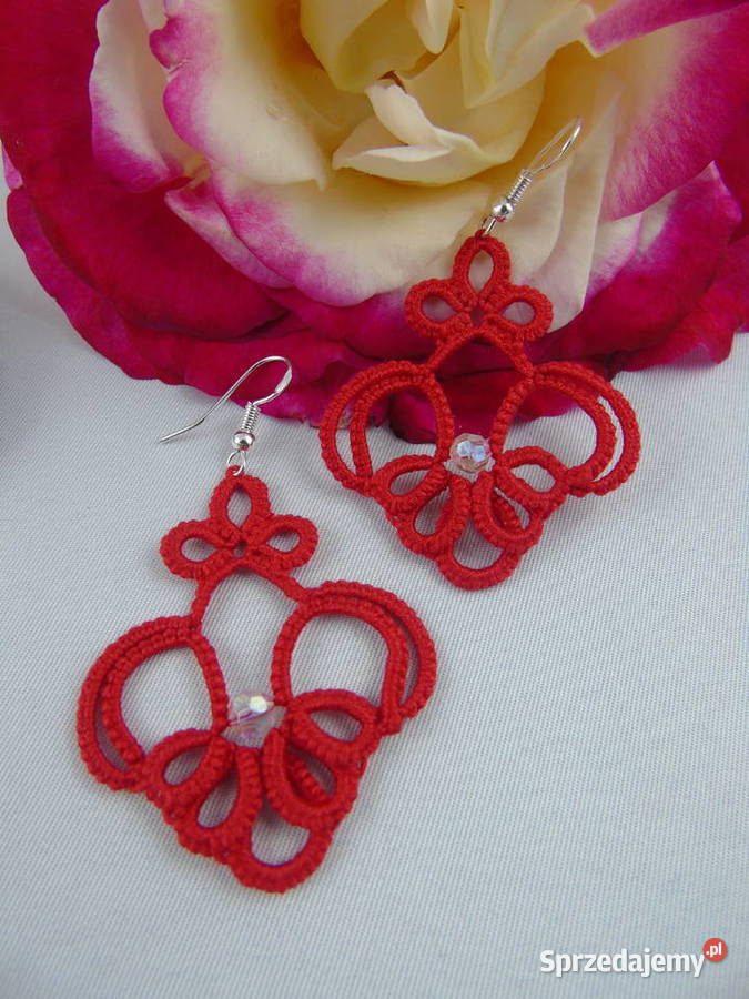 Kolczyki frywolitkowe Wiśniowa