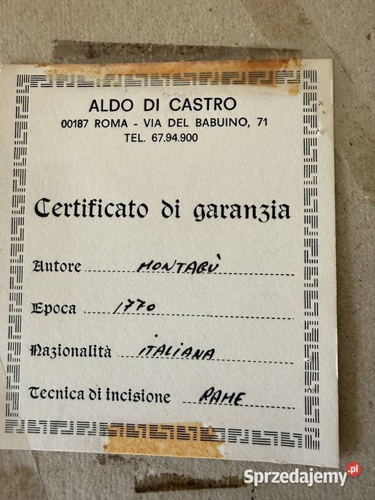 Antyczny Miedzioryt 1770 Rzym Veduta di S Antyki Czerwionka-Leszczyny