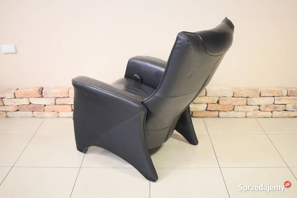 Wygodny fotel czarna skóra ROZKŁADANY śląskie Pszczyna