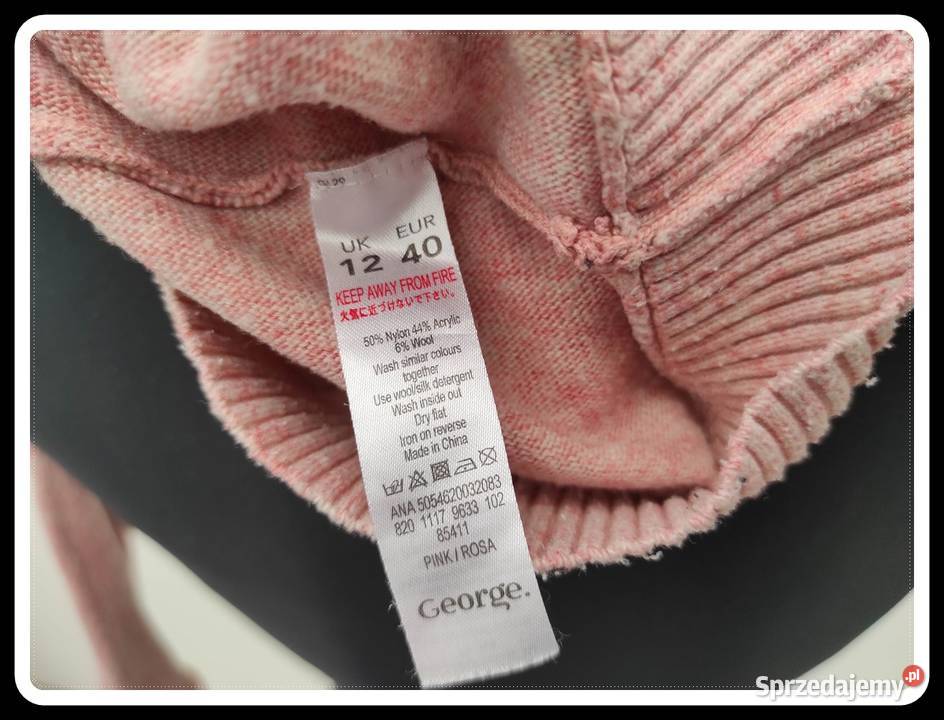 Pastelowy sweter z ozdobami George 40 L Bez wzoru Płock