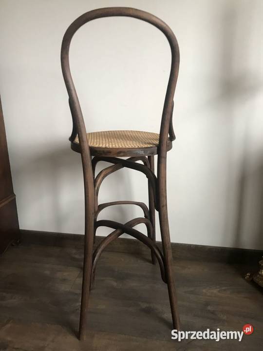 Stary hoker w stylu Thonet rafia 41cm Łódź