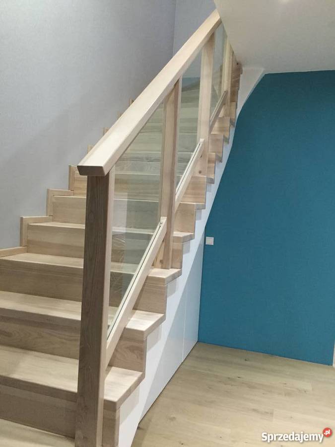 Balustrada drewniano szklana Jesion