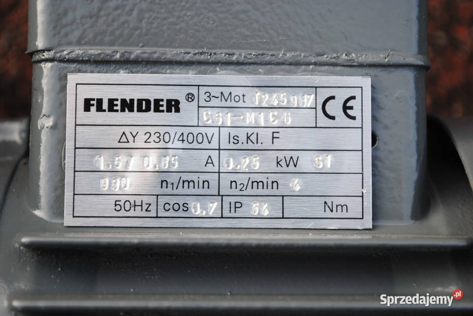 Motoreduktor kątowy 025kw 4obrmin firmy Flender Kargowa