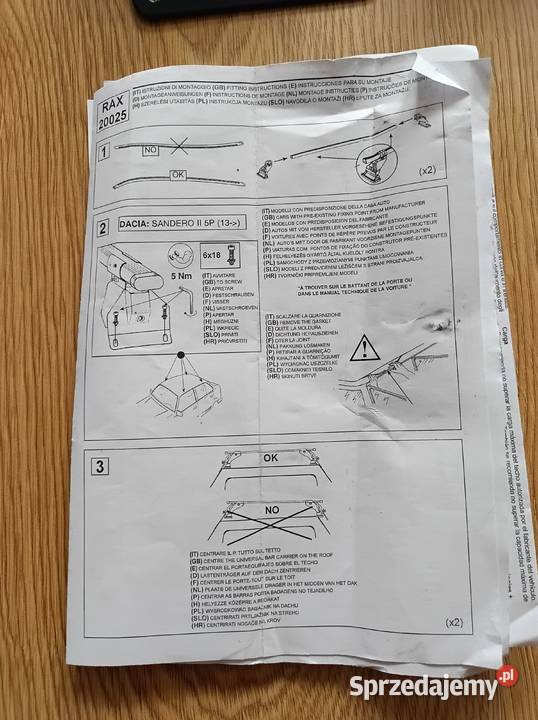 Bagaznik dachowy Dacia Sandero II 5p 2013