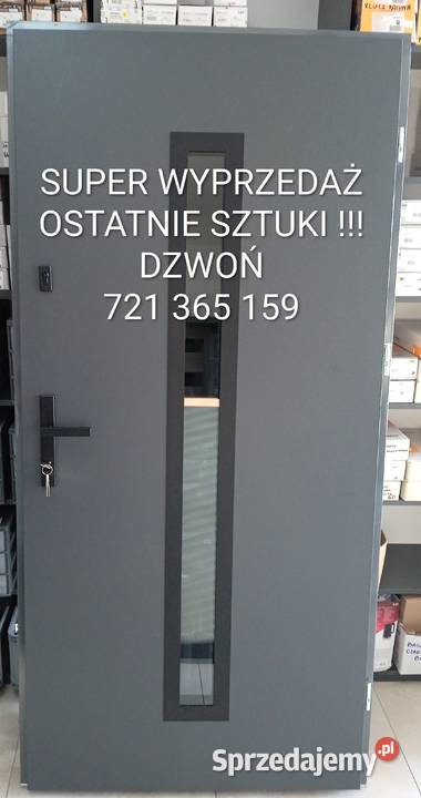 Drzwi zewnętrzne pełne antracyt CIEPŁE gładkie