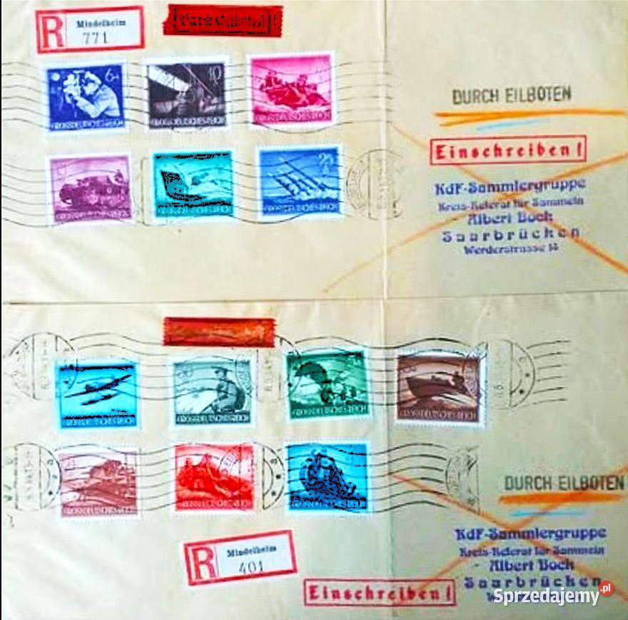 NIEMCY 1944koperty polecone Mi873 885 OBIEG