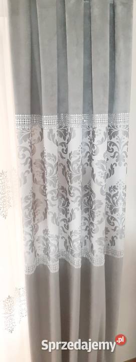 Zasłony velvet szary ornament Mława