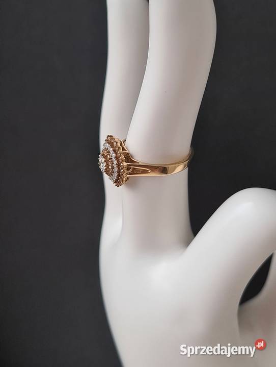 Pierścionek srebro 925 złocone diamenty Otwock