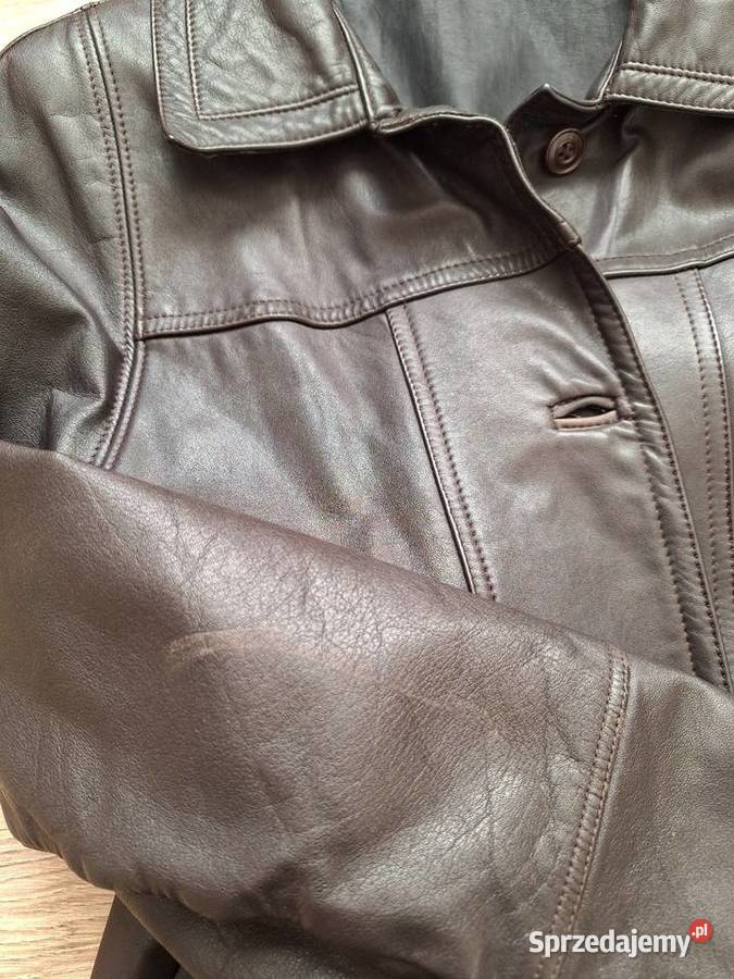 Świetny skórzany czekoladowy płaszcz skóra małopolskie Kraków