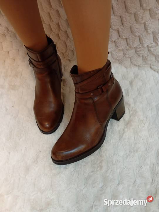 40 Real Leather wygodne brązowe botki biznesowe Kozaki Kraków
