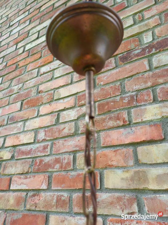 Żyrandol drewniany holenderski Szklany klosz Gawroniec