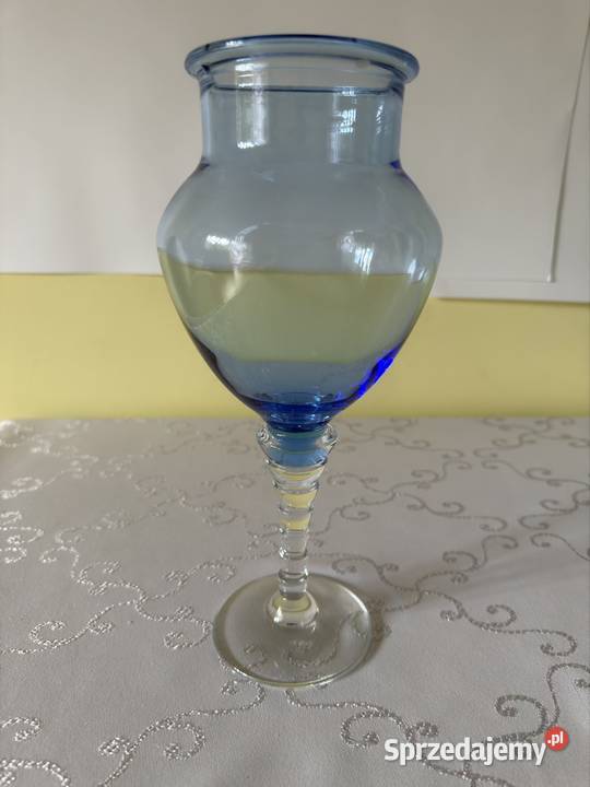 Szklany Wazon Kielich Świecznik na Stopce niebieski Czerwionka-Leszczyny sprzedam
