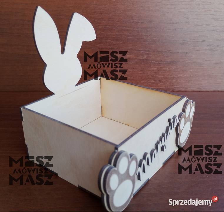 Drewniany koszyczek wielkanocny zając prezent Racot