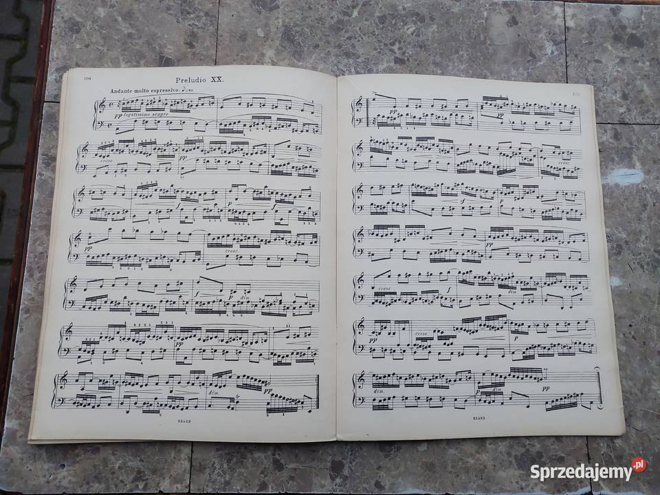 Stara książka nuty na fortepian JS Bach zbiory pomorskie Tczew sprzedam